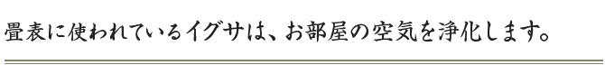 畳表に使われているイグサは、お部屋の空気を浄化します。